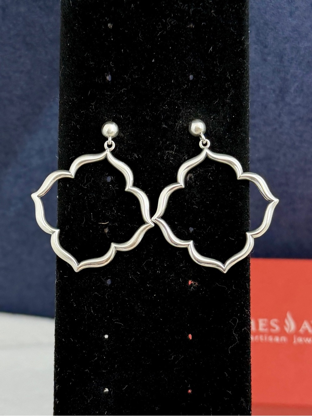JAMES AVERY Sterling Silver Venetian Frame Quatrefoil Stud Post Earrings RETIRED